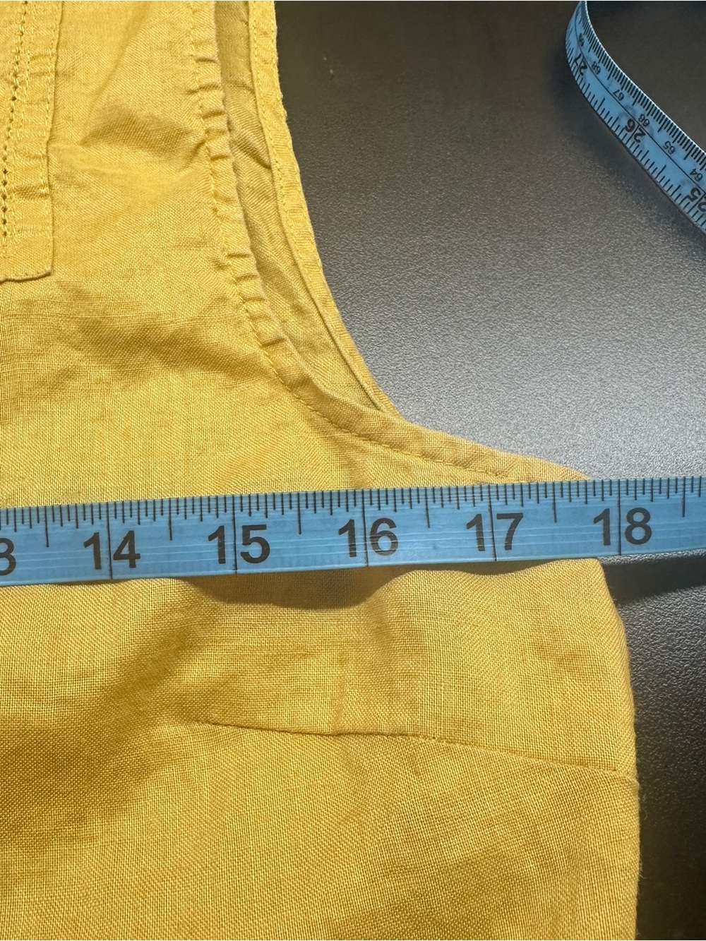 Cleopatra Linen Sleeveless Blouse Button Front XL Yellow Lagenlook Boho Festival - Picture 11 of 13
